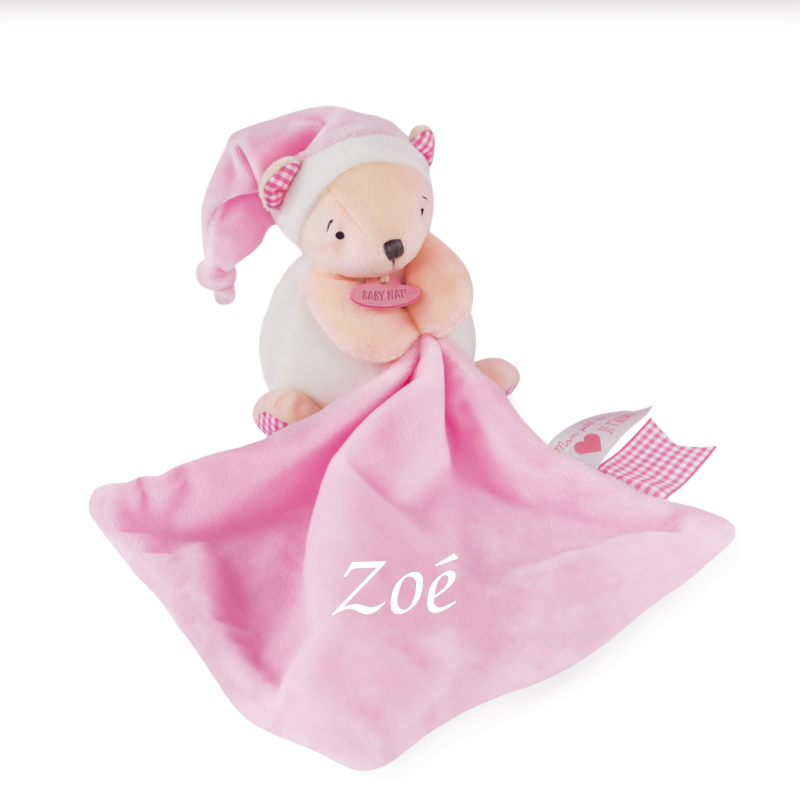  - layette - peluche avec ours blanc rose 30 cm 